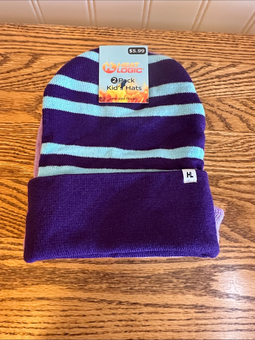Kids Purple & Light Blue Striped Beanie